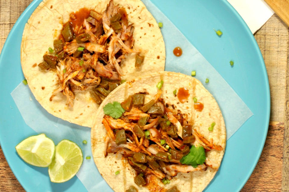 slow cooker Chicken adobo tacos